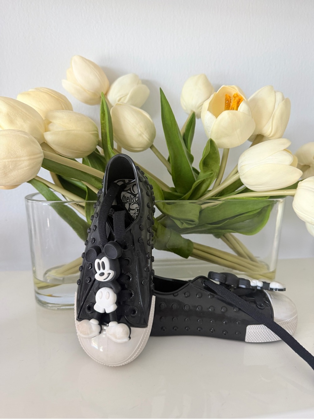 Melissa Kids Black Jelly Sneakers with Mickey Charm